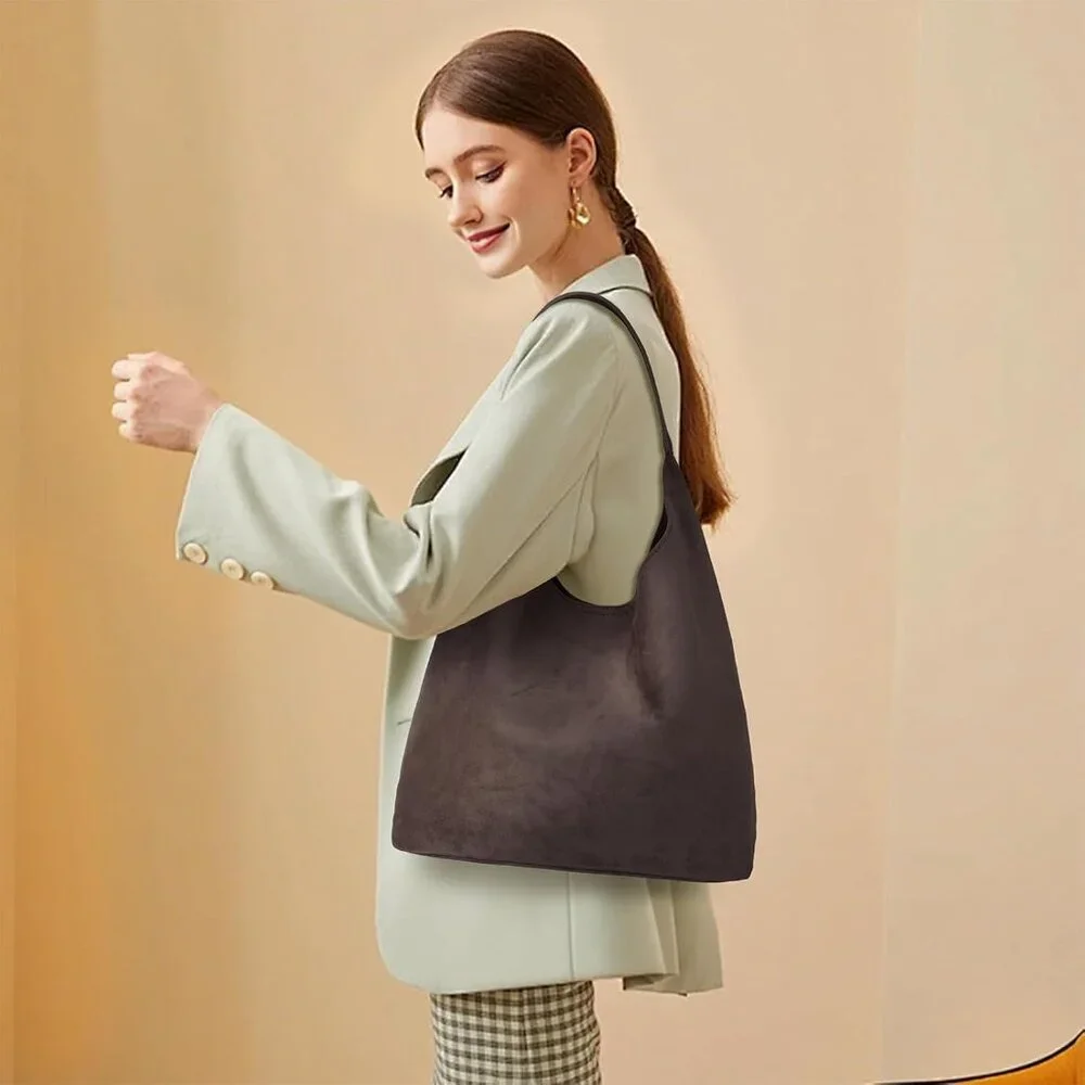 Elegant Suede Hobo Tote Bag for Women - Spacious & Stylish Everyday Essential